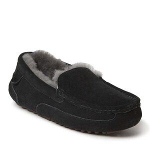 Fireside Dearfoams Men's Melbourne Shearling Black 9 NEW Moccasin Slipper
